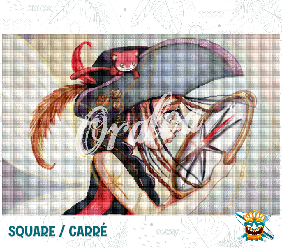 Detalle Diamond Painting Miss Boussole Oraloa - Bordado de diamantes