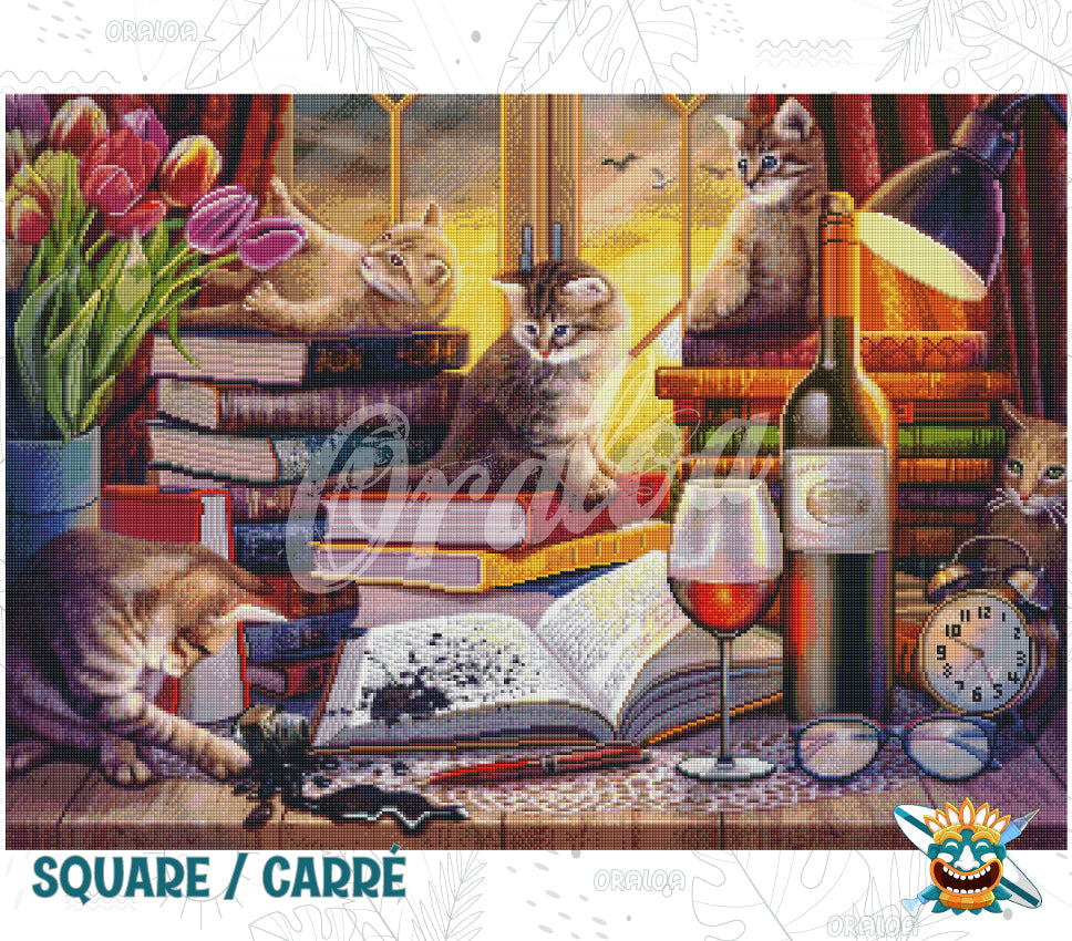 Resultado Diamond Painting Cats with Books - Oraloa arte terapia