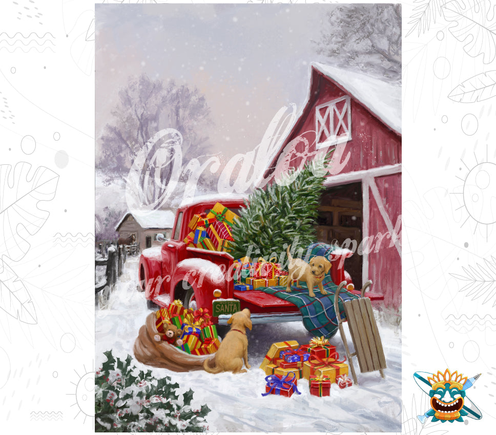 Diamond Painting Hunde zu Weihnachten - Oraloa kreatives Set Diamantstickerei