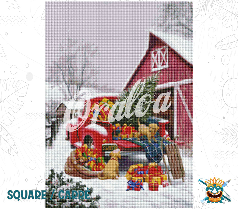 Beispiel Diamantstickerei Hunde zu Weihnachten - Oraloa Diamond Painting