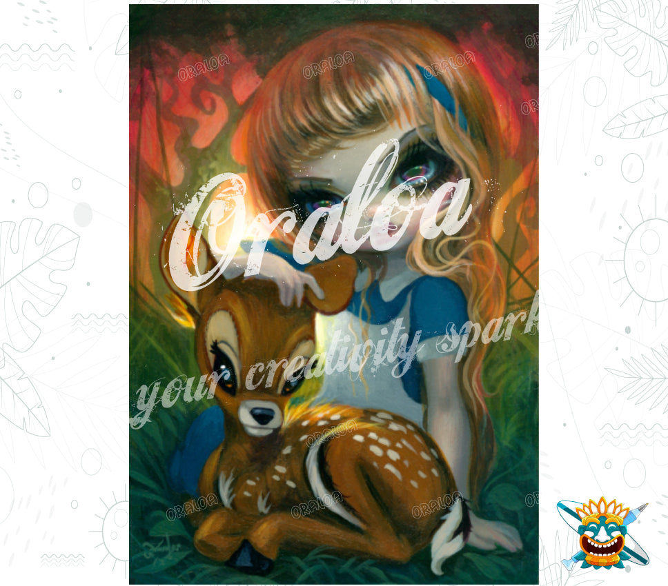 Oraloa Diamond Painting Alice and the Fawn - Diamond embroidery kit art therapy