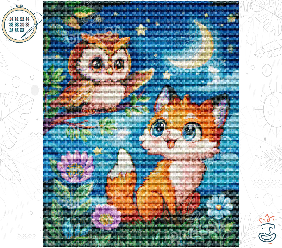 Friends of the Night - Stamped Cross Stitch