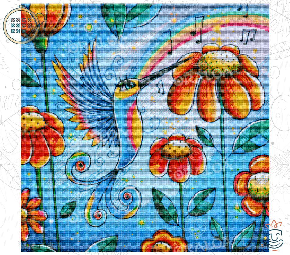 Pretty Hummingbird - Stamped Cross Stitch