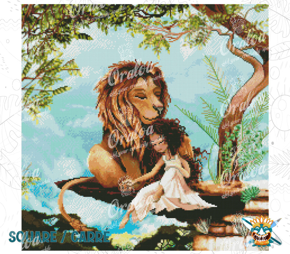 Zoom Diamond Painting Oraloa Das Mädchen und der Löwe - Kreativset