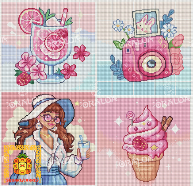 Juego de 4 lienzos Summer Style B