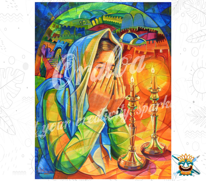 Woman Lighting Shabbat Candles