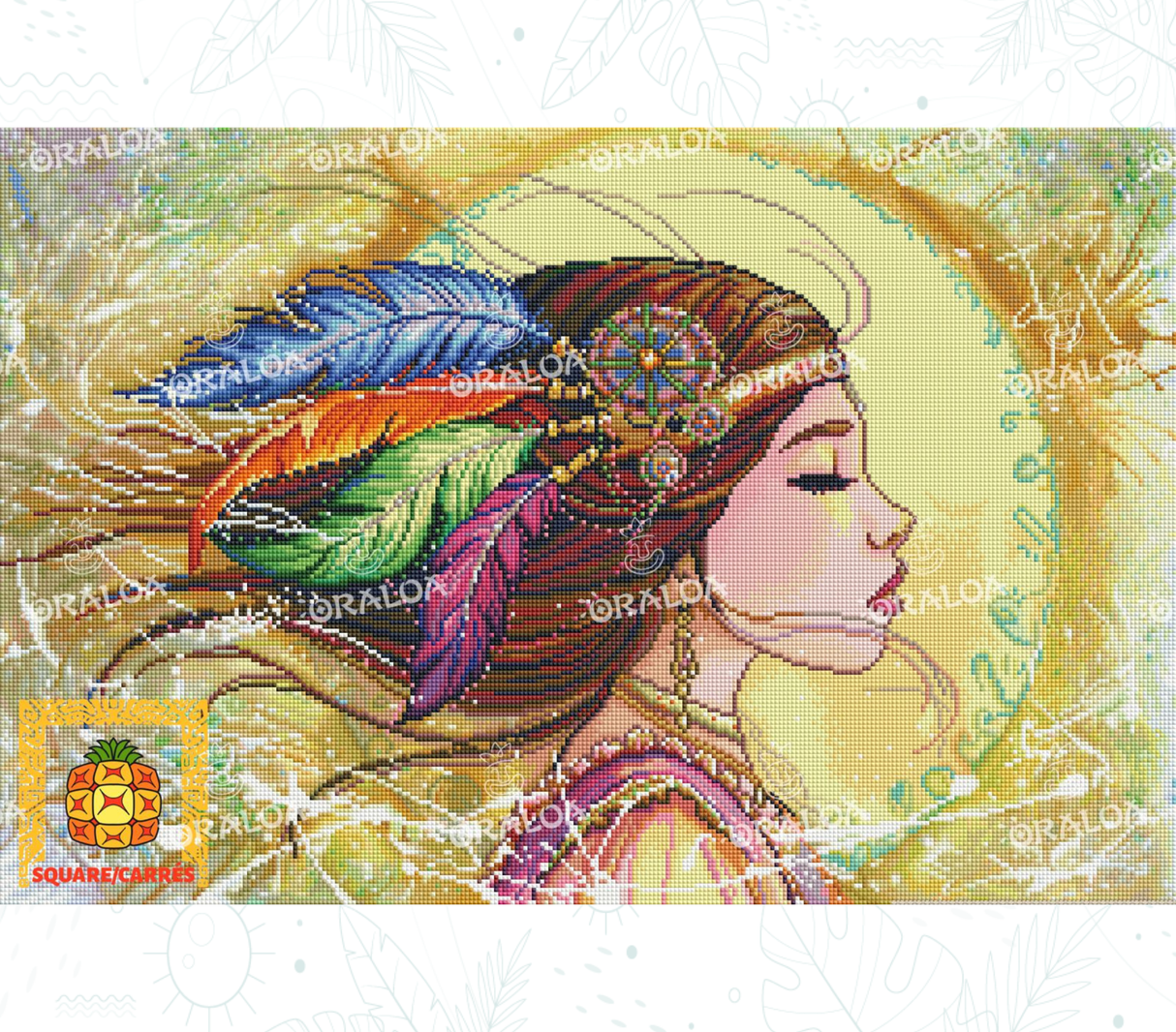 Rendu final Oraloa Diamond Painting Plume dans le Vent