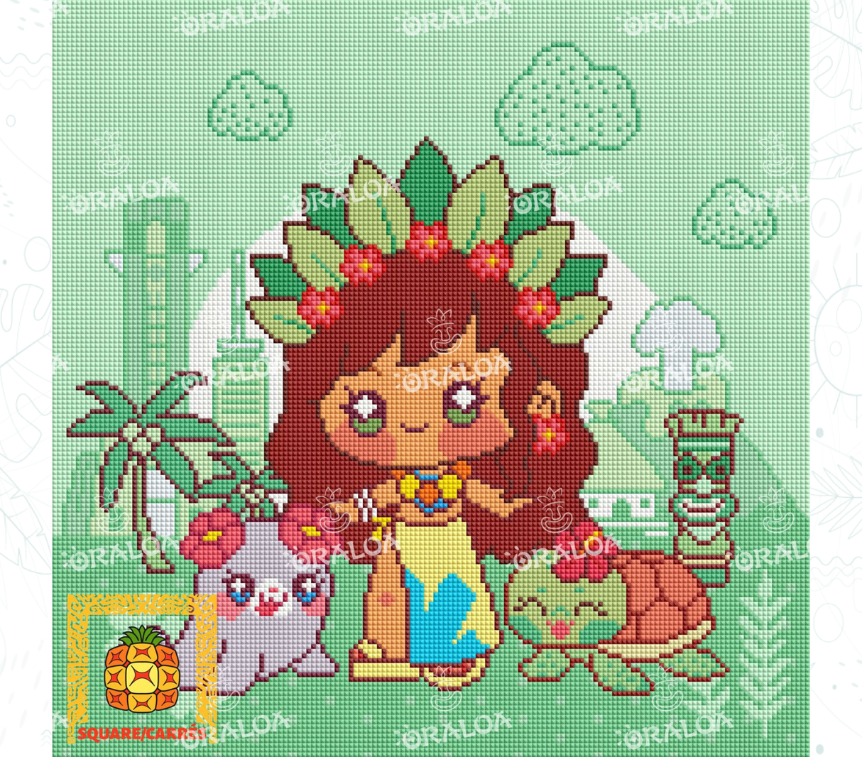 Exemple broderie diamant Hawaii Girls - Oraloa Diamond Painting