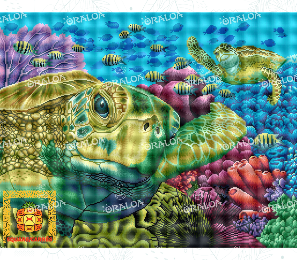 Détail Diamond Painting Sea Turtle Greetings Oraloa - Broderie diamant