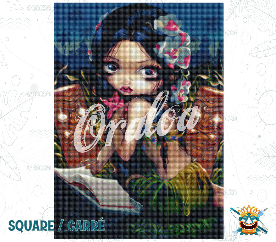 Ergebnis Diamond Painting Amara and the Book - Oraloa Kunsttherapie