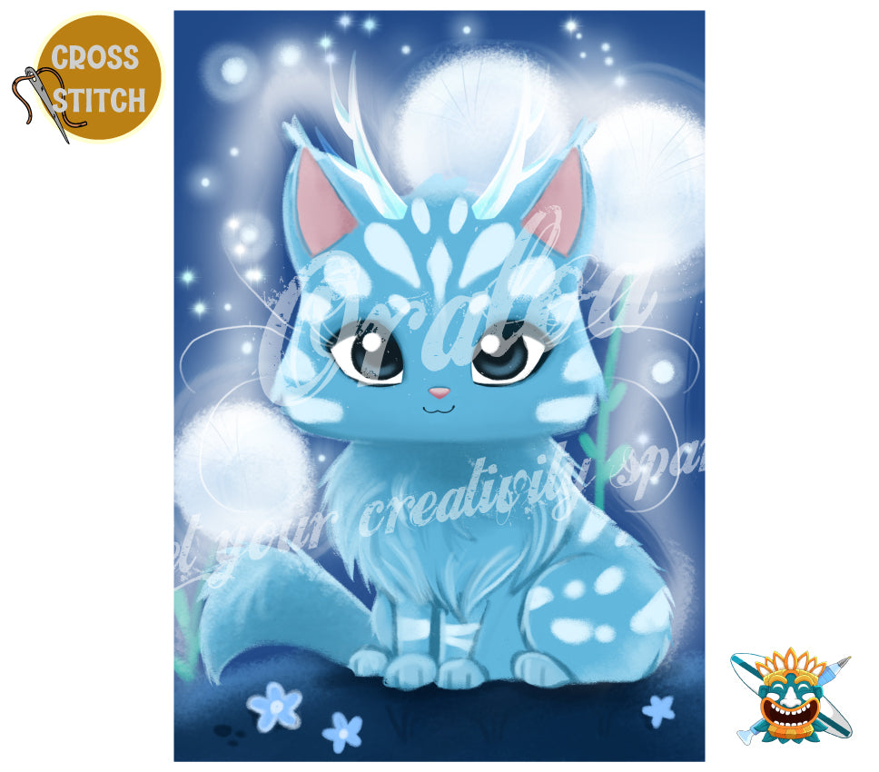Blue Cat - Stamped Cross Stitch