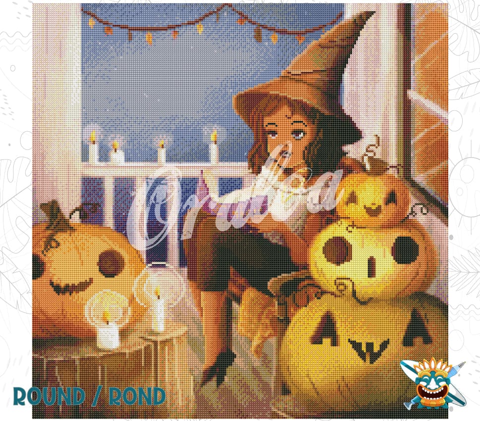 Ejemplo de bordado de diamantes Noche de Halloween - Oraloa Diamond Painting