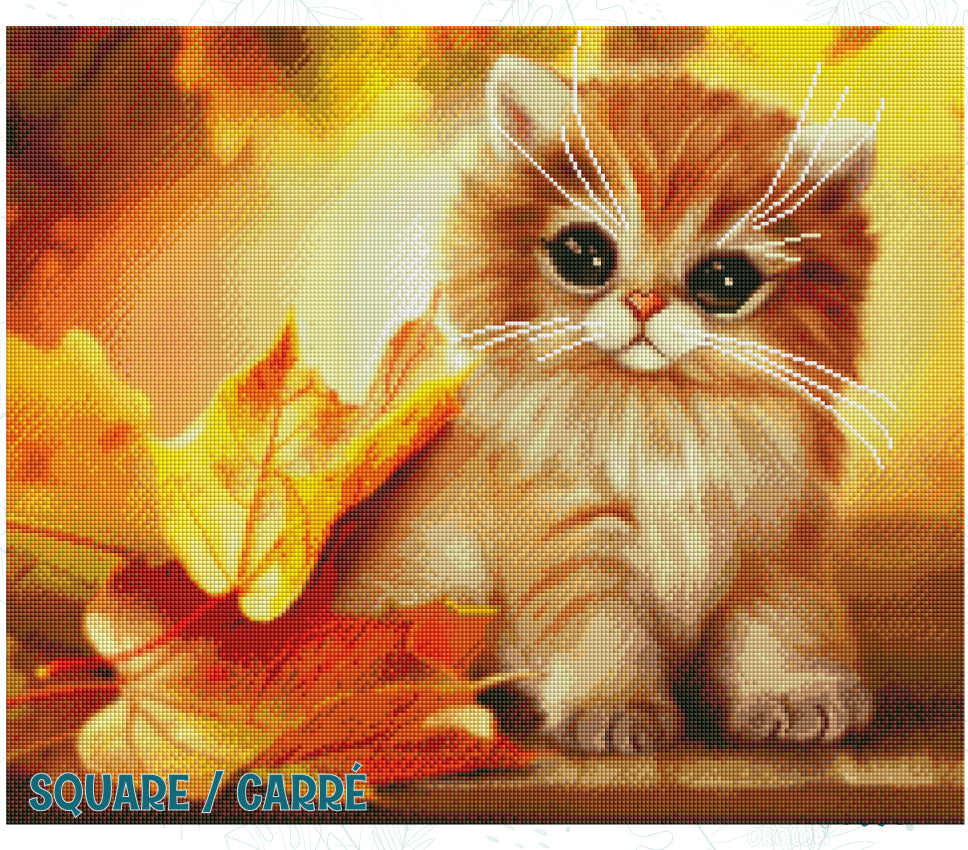 Result Diamond Painting Autumn Kitty - Oraloa art therapy