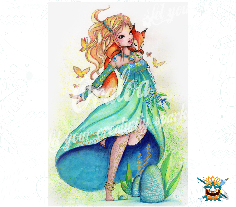 Diamond Painting La Niña y el Zorro - Kit creativo de bordado de diamantes Oraloa