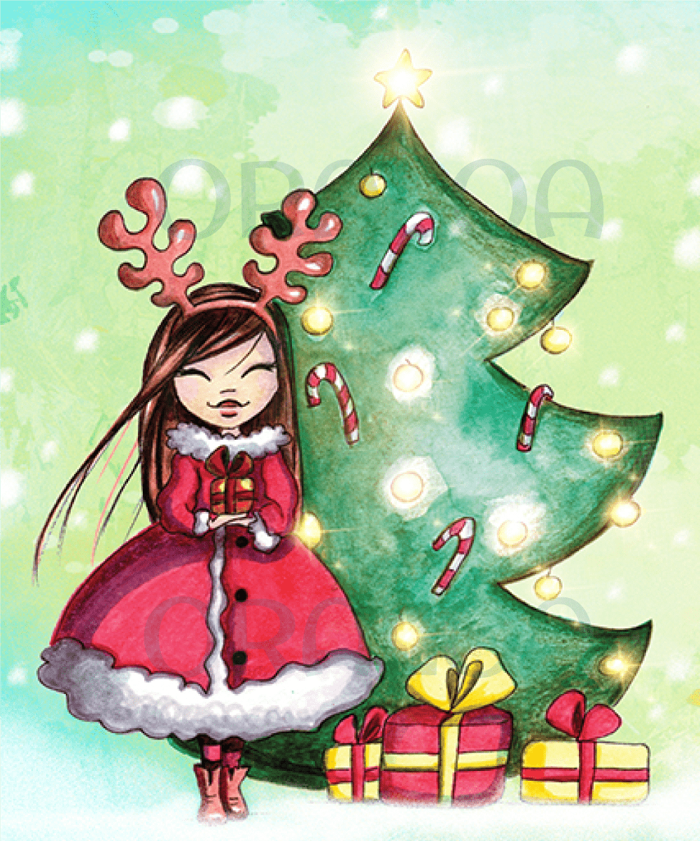 Détail Diamond Painting Les Petites Miss: Noël Oraloa - Broderie diamant