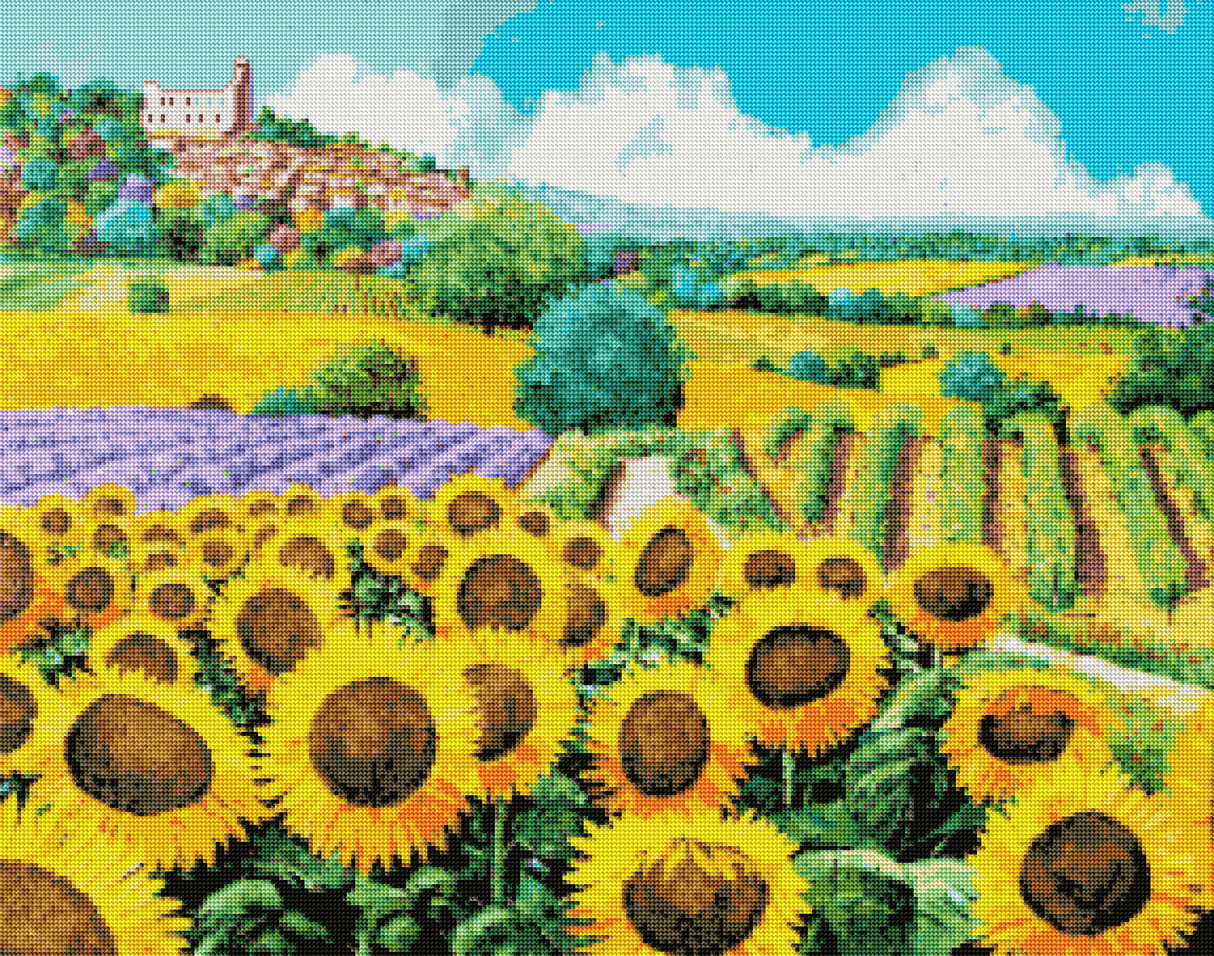 Résultat Diamond Painting Vineyards and Sunflowers - Oraloa art thérapie