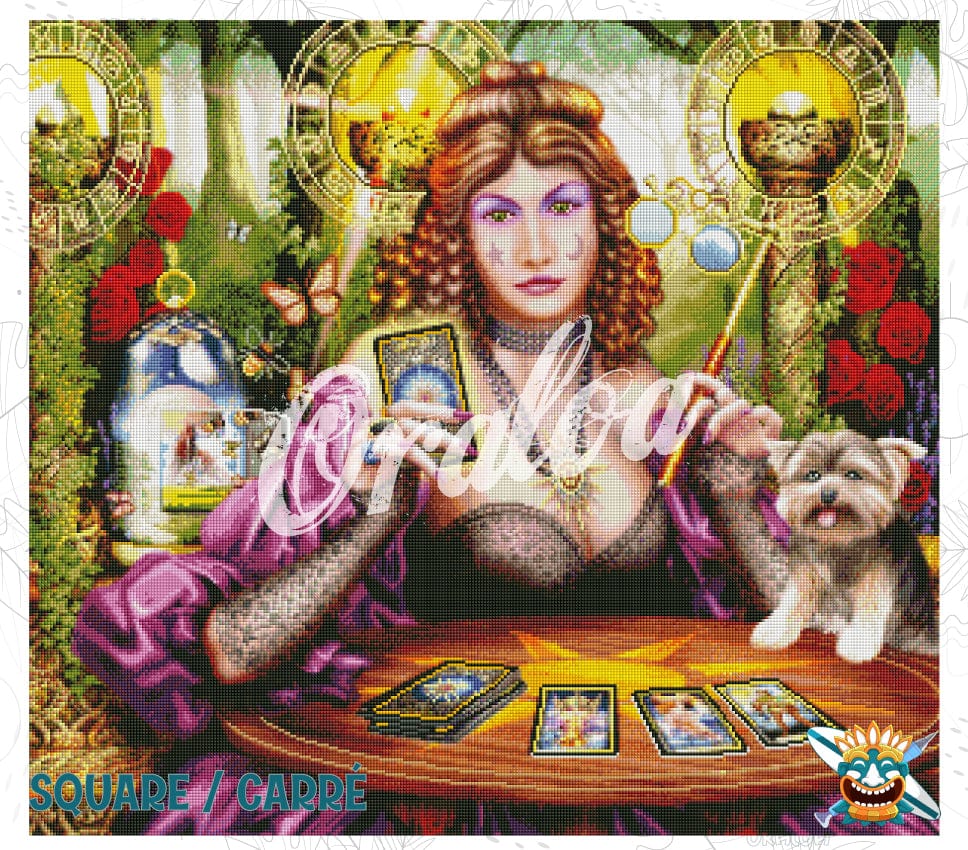 Resultado final Oraloa Diamond Painting Reading The Gilded Tarot