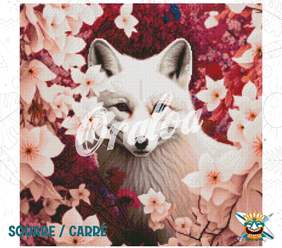 Detail Diamond Painting White Fox Oraloa - Diamond painting