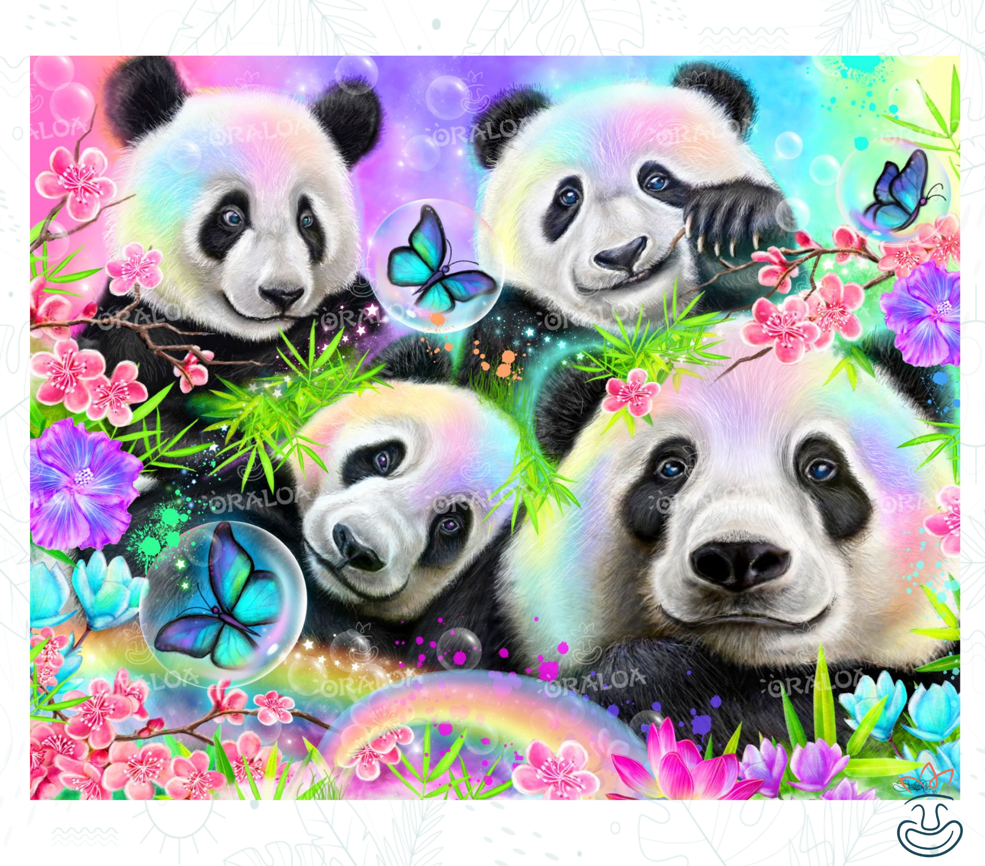 Pandas arcoíris neón 