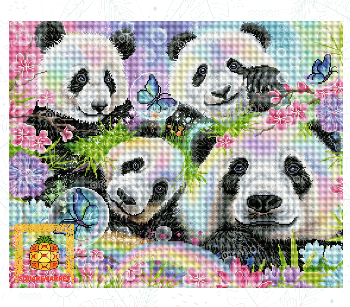 Pandas arcoíris neón 