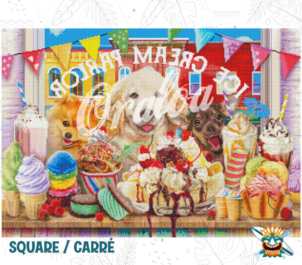 ORALOA (オラロア)Cupacake Ice Cream Parlor Pups in Diamond Painting - By Lars Stewart at Oraloa