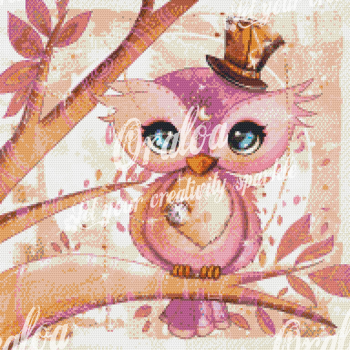 Chouette Pink - Point de Croix Estampé