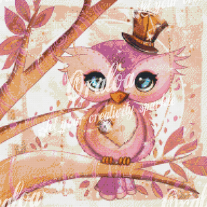 Chouette Pink - Point de Croix Estampé