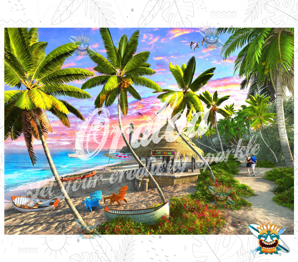 Paradise Sunset Walk in Diamond Painting - By Dominic Davison at