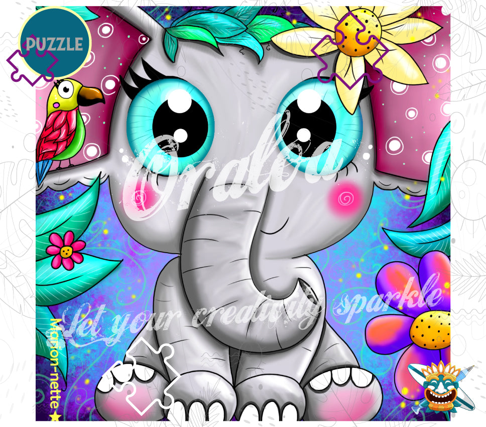 Puzzle de 48 piezas: Elefante de colores