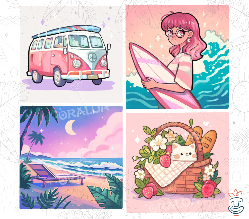 Box of 4 Summer Style Canvases A