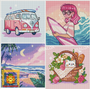 Box of 4 Summer Style Canvases A