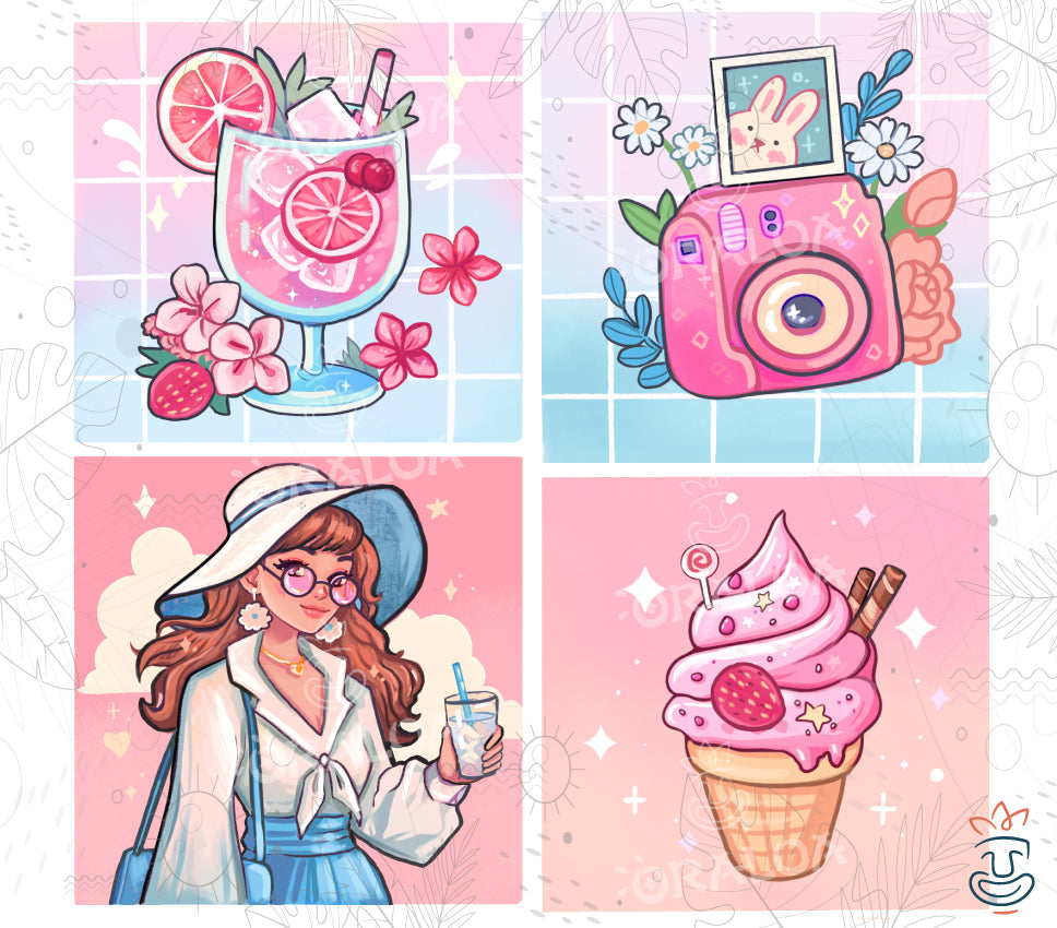 Box of 4 Summer Style B canvases