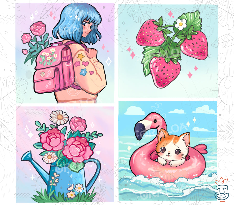 Box of 4 Summer Style C canvases