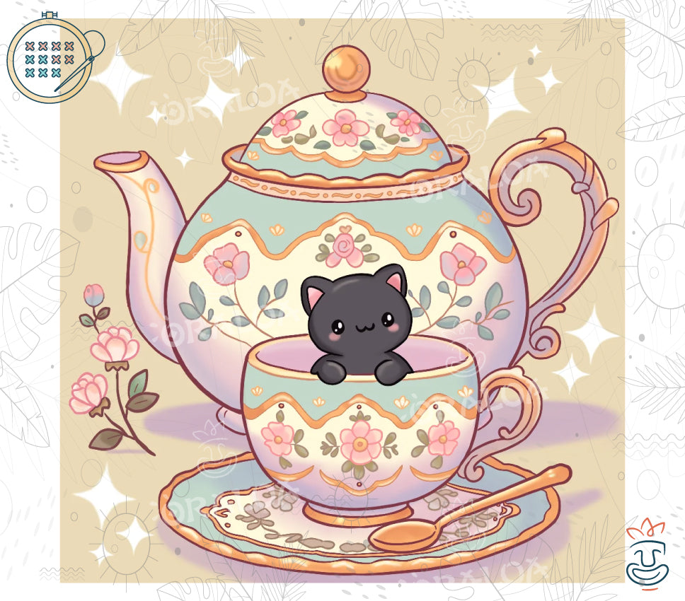 Kitten’s Cozy Tea Time - Point de Croix Oraloa
