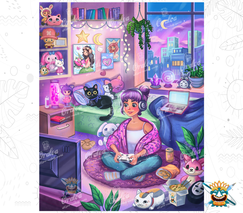 Kit Diamond Painting Cute Park | Art Therapy – Oraloa