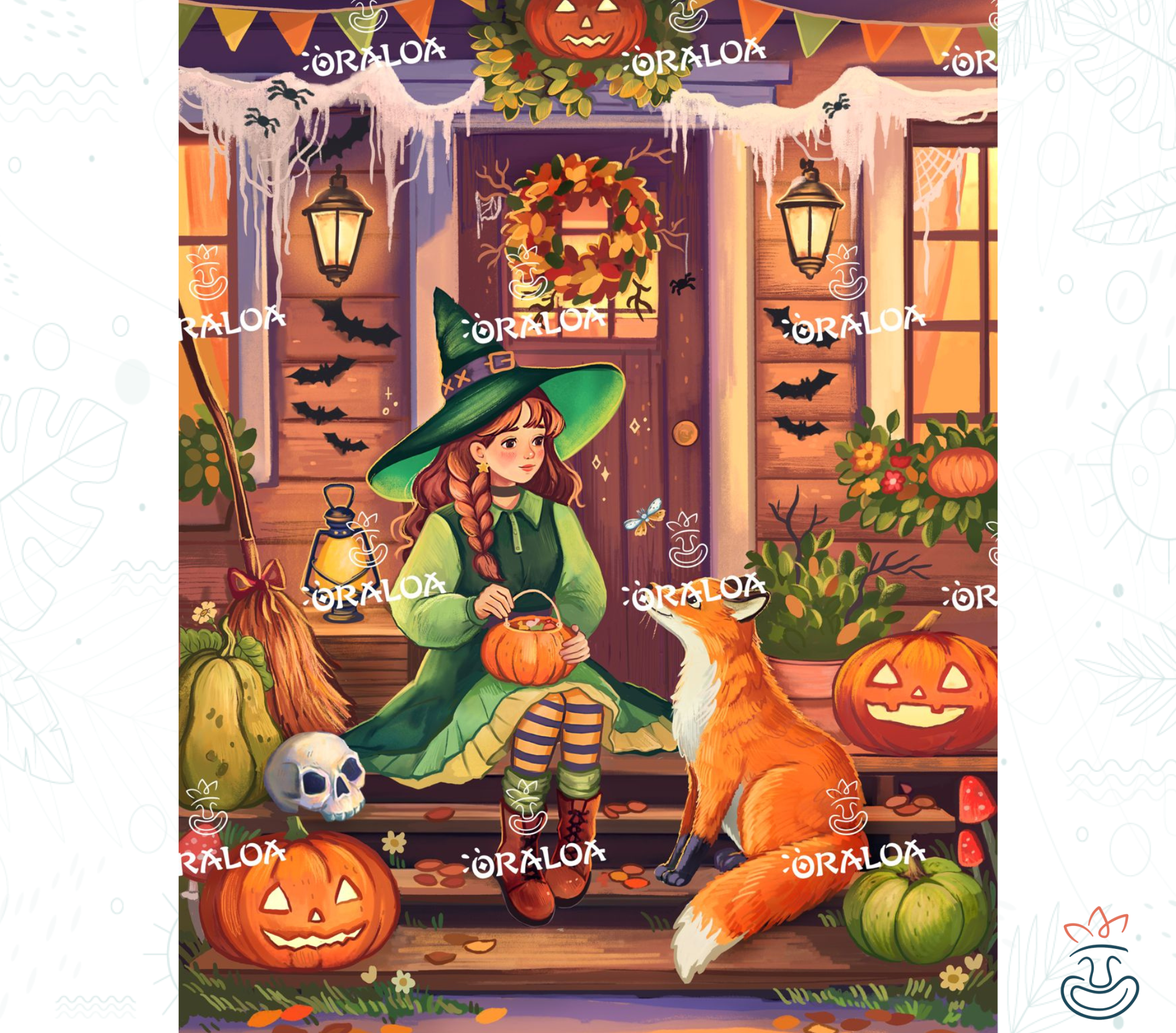 Oraloa Diamond Painting Fox Night - Kit de bordado de diamantes arte terapia