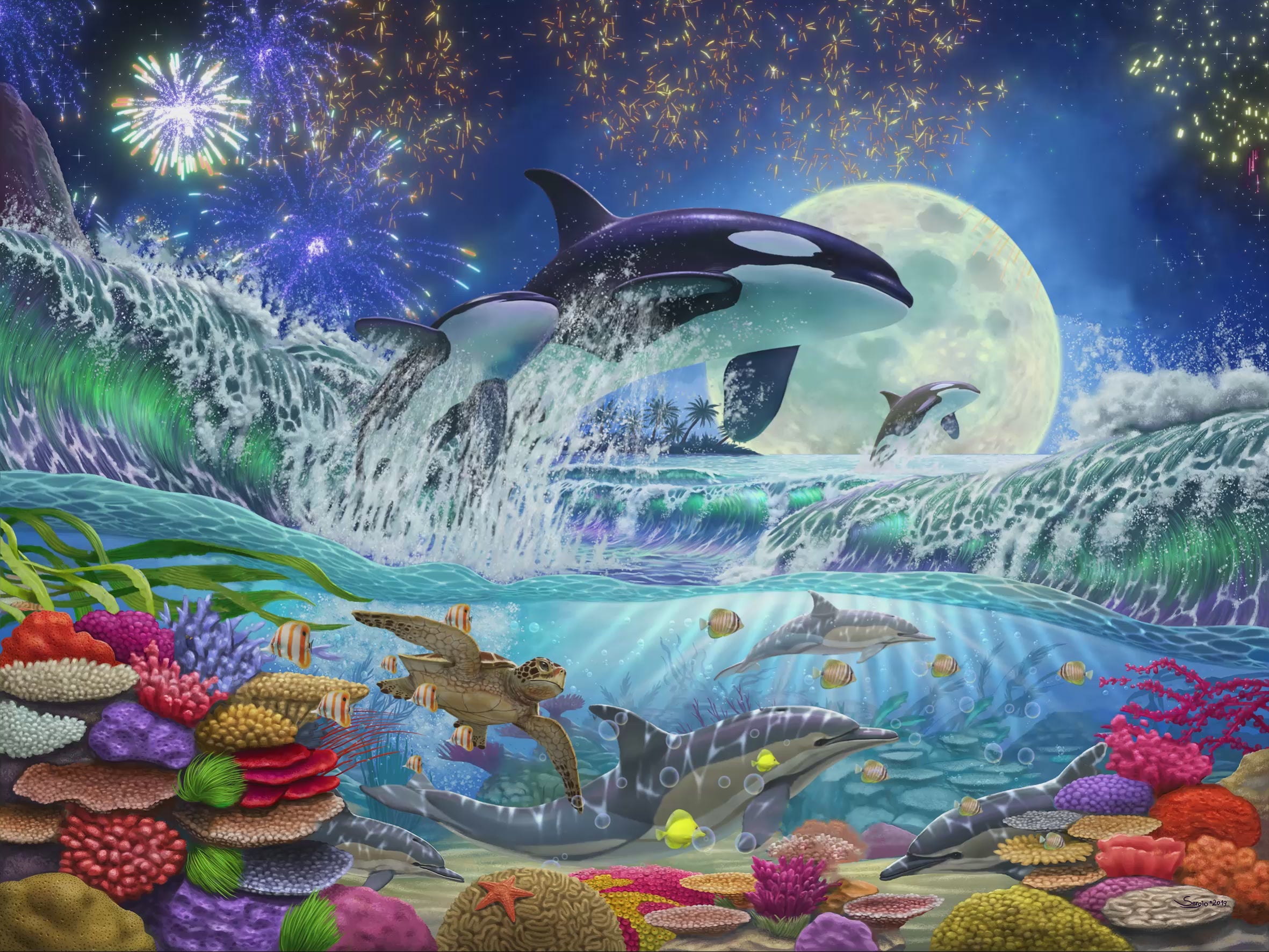 Orca Moonlight Diamond Painting – By Sergio at Oraloa