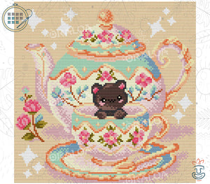 Kitten’s Cozy Tea Time - Point de Croix Oraloa