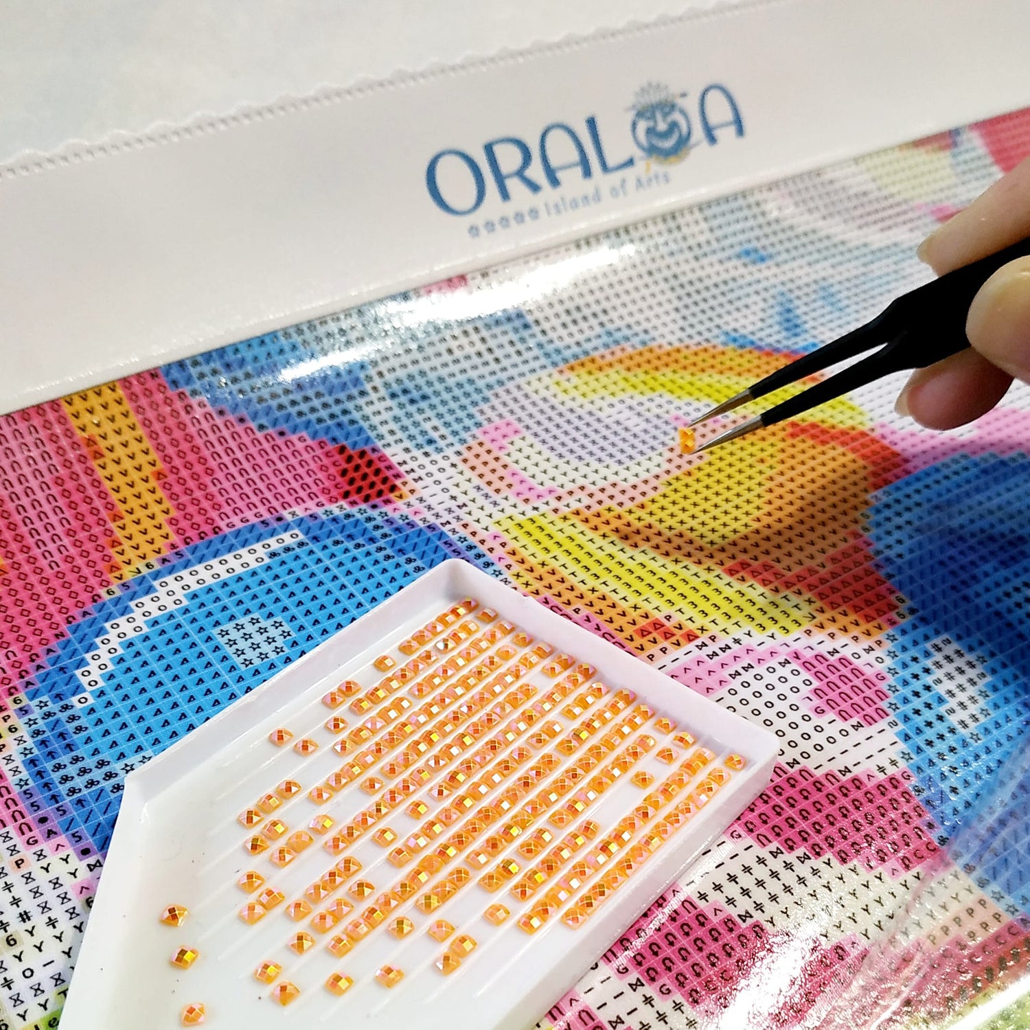Detalle Diamond Painting El Ave Fénix Oraloa - Bordado de diamantes