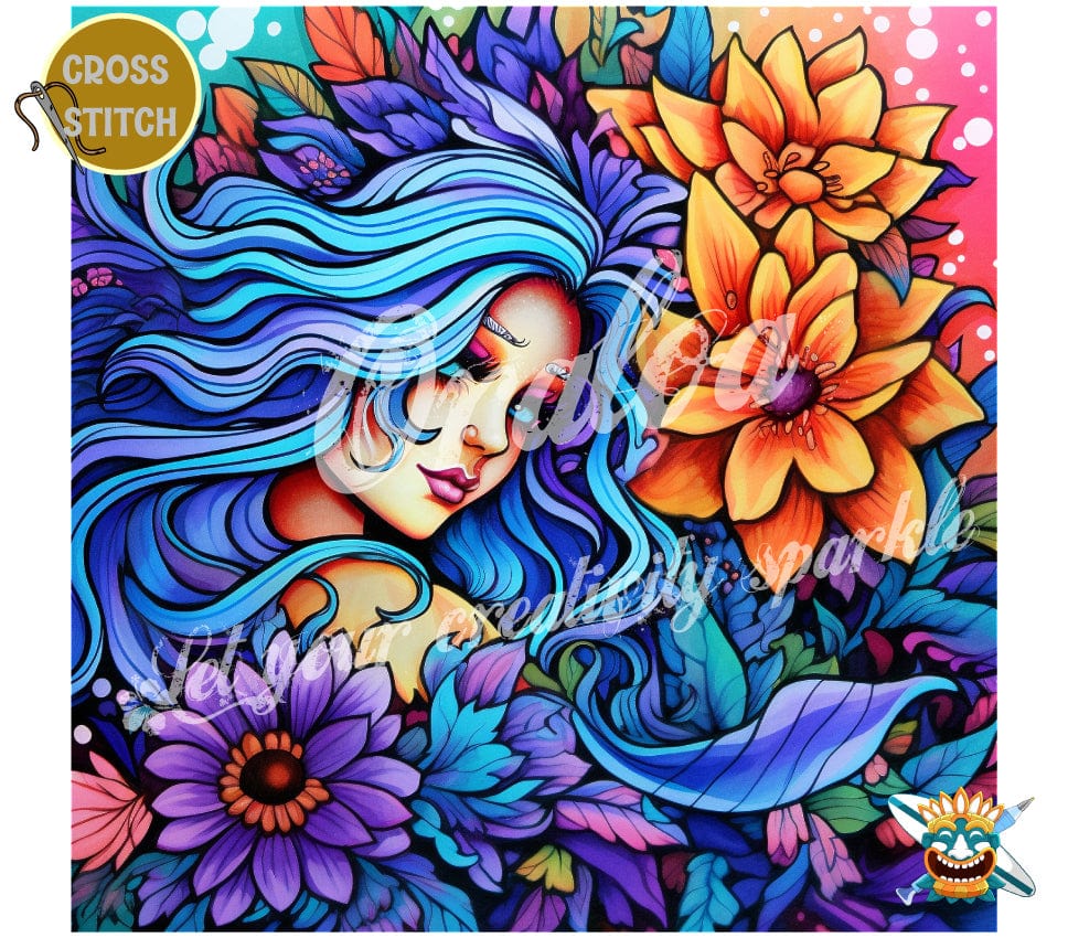 Sirena Coral - Punto de Cruz Estampado