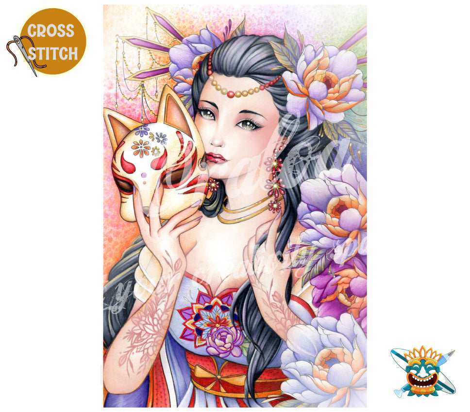 Kitsune Japanese Legend - Stamped Cross Stitch