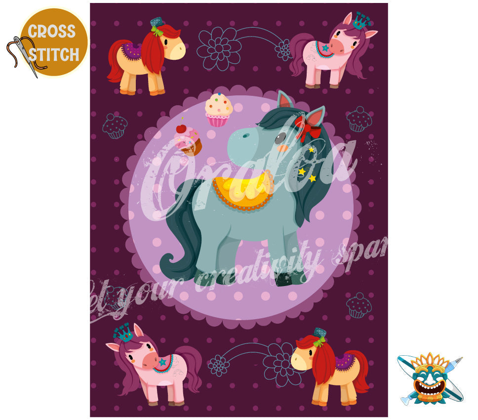 Poneys - Point de Croix Estampé