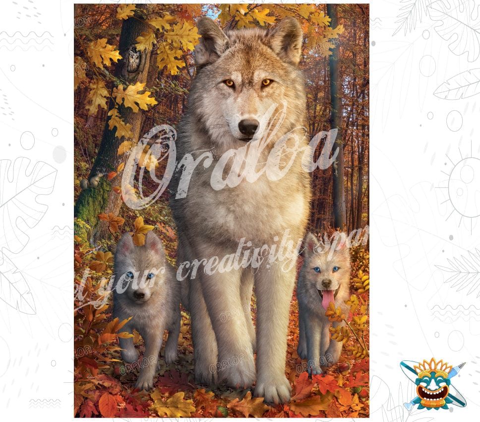 Diamond Painting Wolf and Cubs – Autumn Splendors and – Oraloa